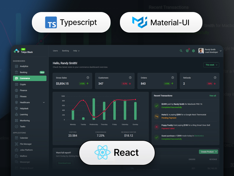 Tokyo Black Typescript Dashboard