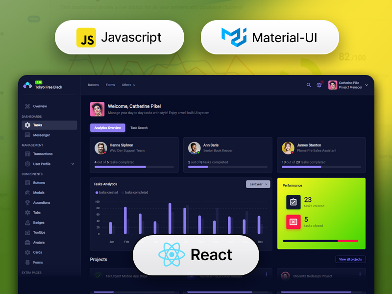 Tokyo Free Black Javascript Dashboard