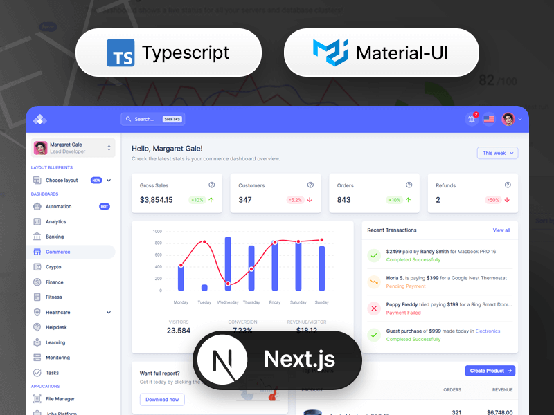 Tokyo White NextJS Typescript Dashboard